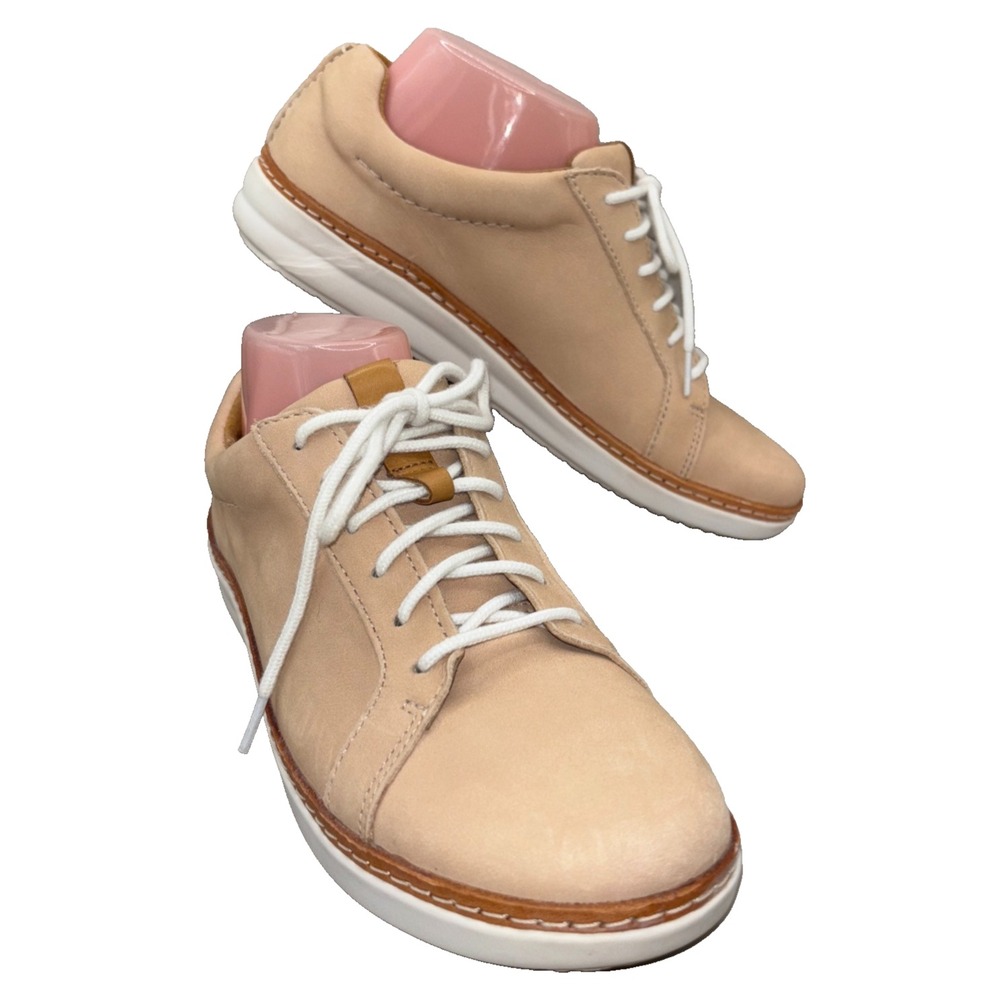 Clarks Womens Lace Up Sneakers Size 8 M Blush Tan Nubuck Leather Casual Comfort